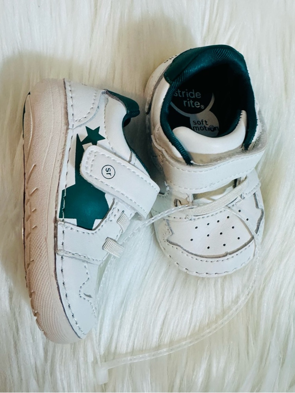 Stride Rite White & Teal Star Velcro Toddler Sneaker - Picture 9 of 12